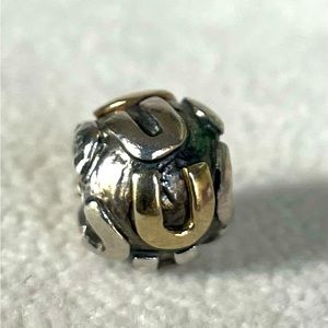Pandora Sterling Silver 925 and 14K Gold Alphabet  Letter “U” Charm